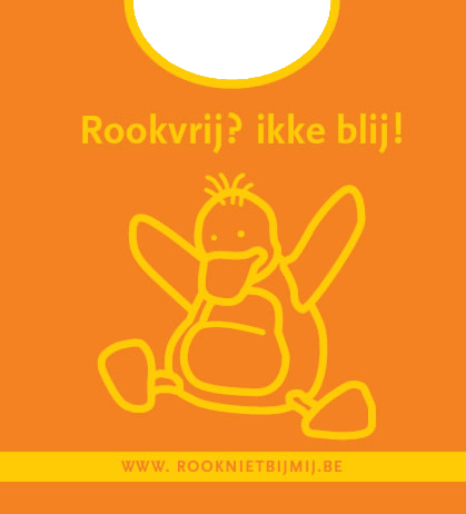 Slabbetje campagne Rooknietbijmij met slogan "Rookvrij? ikke blij!"